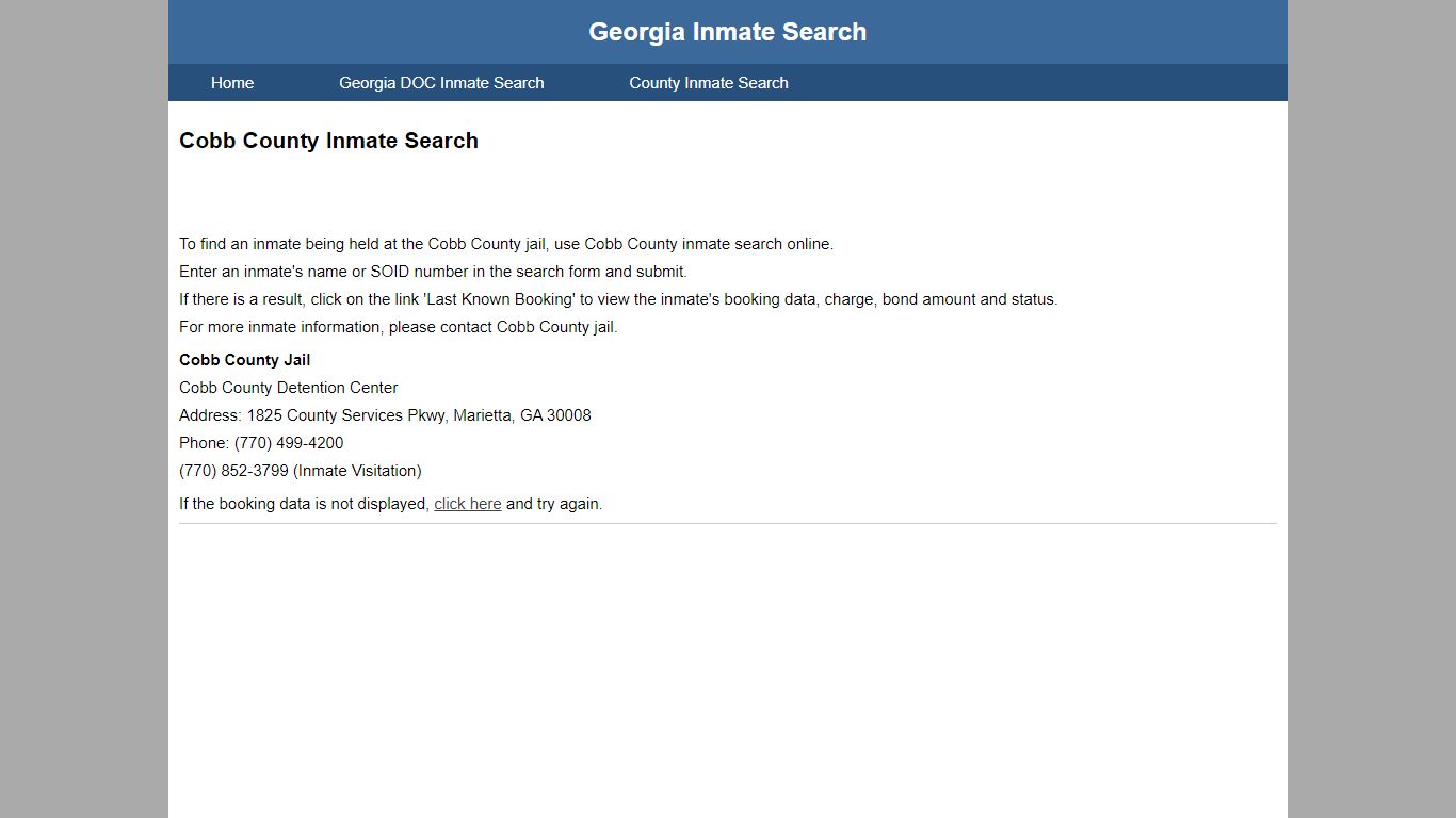 Cobb County Jail Inmate Search